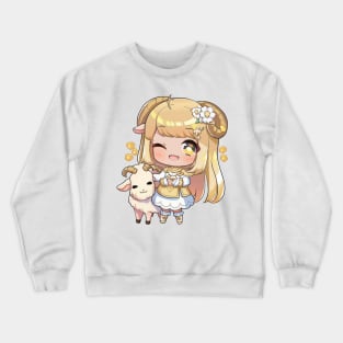 Capricorn the Goat Chibi Zodiac Anime Girl Crewneck Sweatshirt